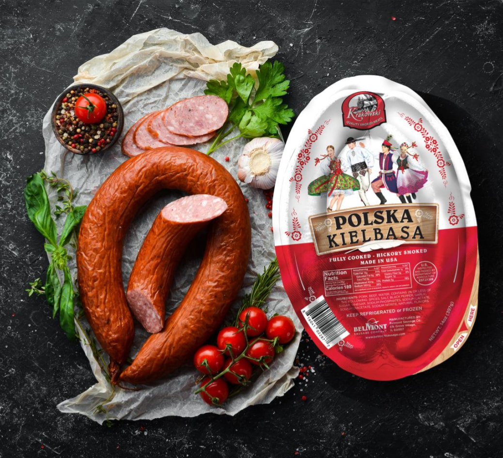 Polska Kielbasa Ring Polish Sausage Pork & Beef Krakowski Brand