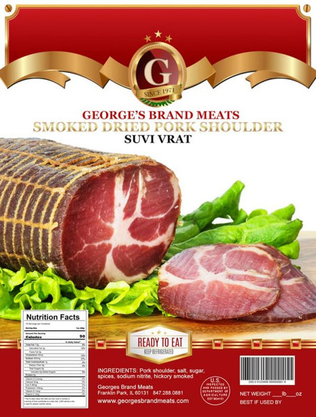 Smoked Dried Pork Shoulder (Suvi Vrat) - Georges Brand - 8 Packages - 9.6lbs Case