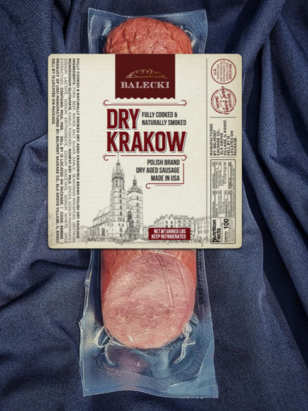 Dry Krakow Sausage - Pork and Beef - Balecki Brand - 12 Packages - 9lbs Case