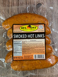 Smoked Hot Links - Pork - Belmont Brand - 50 Pieces - 10 Packages - 10lbs Case
